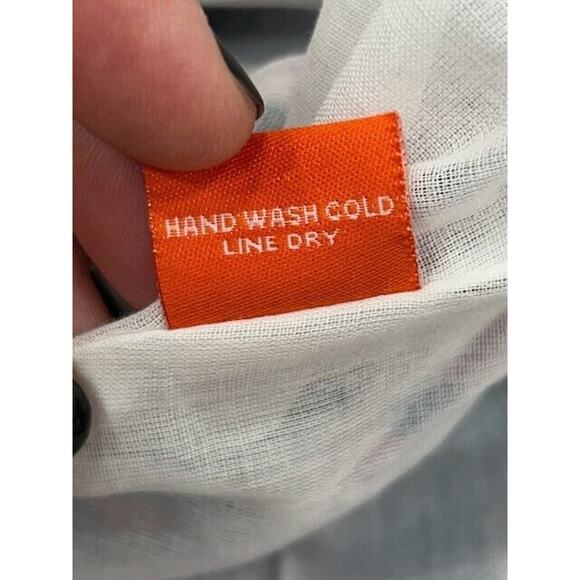 Oliphant Mini Dress Long Balloon Sleeves Tie Front Floral Fern Blue Small NWT - Picture 10 of 12